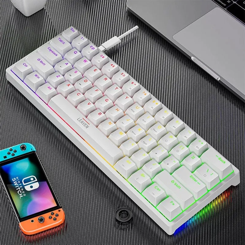 K620 Mini-RGB-Gaming-Mechanische Tastatur mit Hintergrundbeleuchtung, Gamer-Mechaniker-Kit, 60 Prozent DIY, benutzerdefinierte PBT-Tastenkappe, Hotswap, Rosa, Weiß, USB, PC