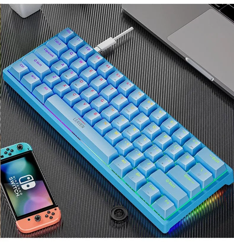 K620 Mini-RGB-Gaming-Mechanische Tastatur mit Hintergrundbeleuchtung, Gamer-Mechaniker-Kit, 60 Prozent DIY, benutzerdefinierte PBT-Tastenkappe, Hotswap, Rosa, Weiß, USB, PC