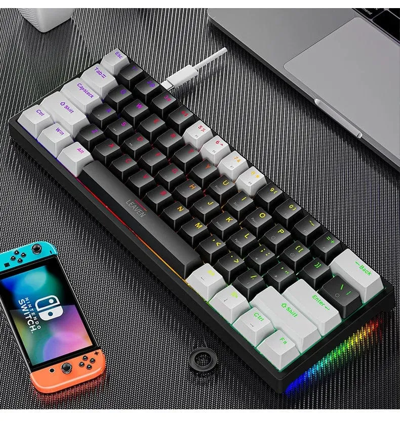 K620 Mini-RGB-Gaming-Mechanische Tastatur mit Hintergrundbeleuchtung, Gamer-Mechaniker-Kit, 60 Prozent DIY, benutzerdefinierte PBT-Tastenkappe, Hotswap, Rosa, Weiß, USB, PC