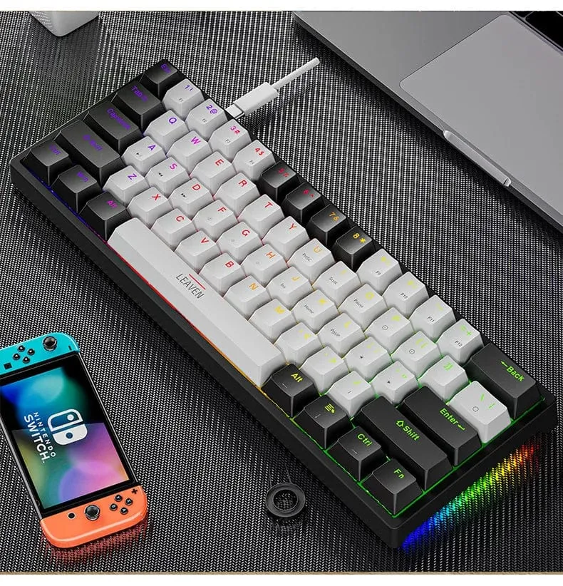 K620 Mini-RGB-Gaming-Mechanische Tastatur mit Hintergrundbeleuchtung, Gamer-Mechaniker-Kit, 60 Prozent DIY, benutzerdefinierte PBT-Tastenkappe, Hotswap, Rosa, Weiß, USB, PC