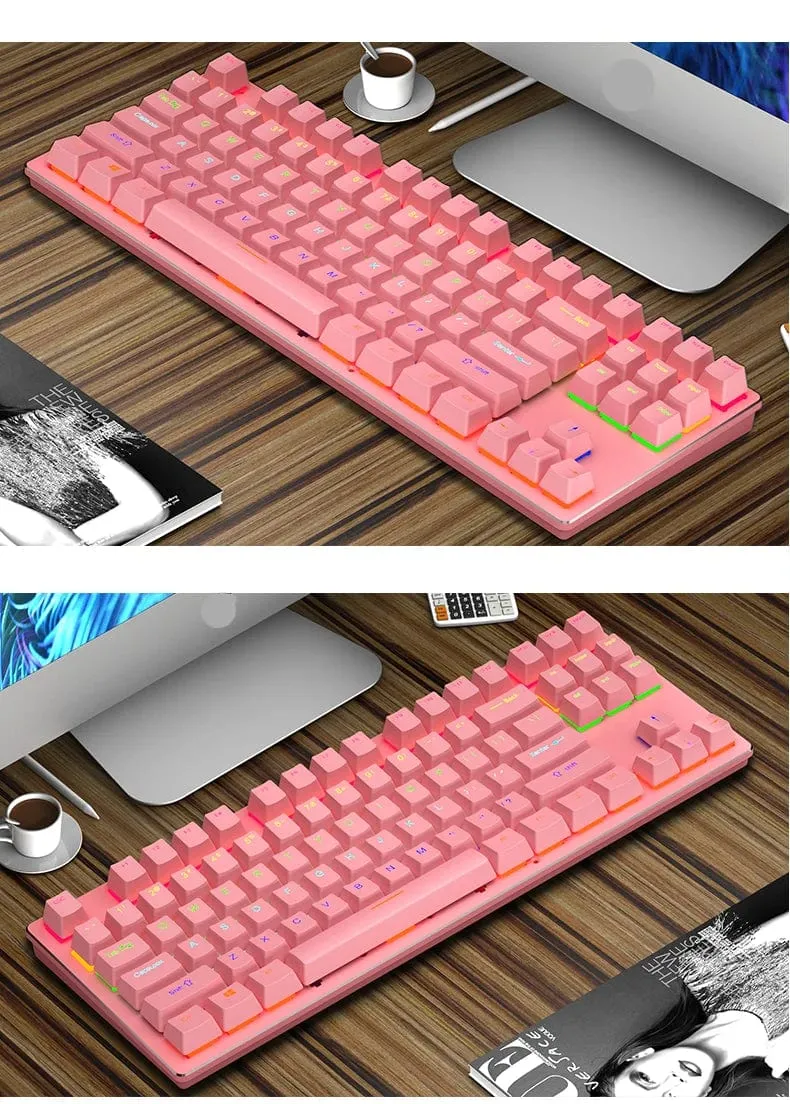 K620 Mini-RGB-Gaming-Mechanische Tastatur mit Hintergrundbeleuchtung, Gamer-Mechaniker-Kit, 60 Prozent DIY, benutzerdefinierte PBT-Tastenkappe, Hotswap, Rosa, Weiß, USB, PC