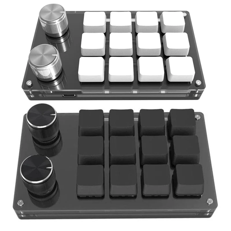 USB-Makro, benutzerdefinierte Mini-Tastatur, 12 Tasten, 2 Knöpfe, Programmierung, DIY, mechanische Tastatur, Gaming, Zeichenschalter, tragbare Hot-Swap-Tastatur