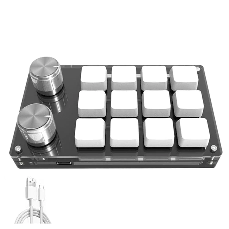 USB-Makro, benutzerdefinierte Mini-Tastatur, 12 Tasten, 2 Knöpfe, Programmierung, DIY, mechanische Tastatur, Gaming, Zeichenschalter, tragbare Hot-Swap-Tastatur