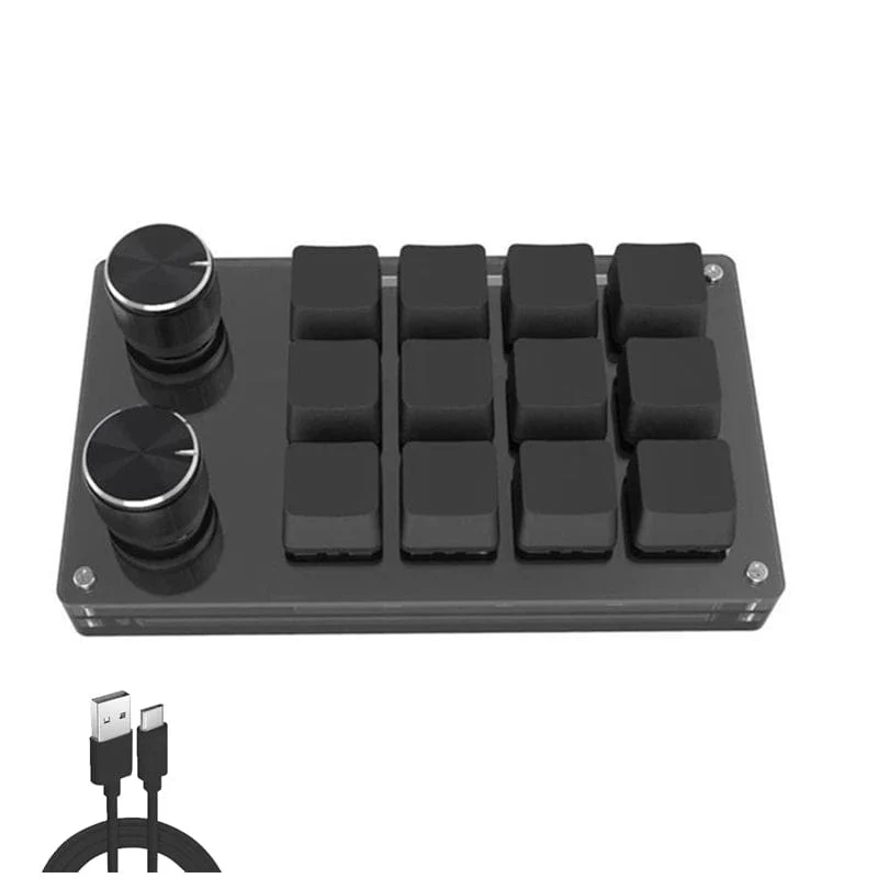 USB-Makro, benutzerdefinierte Mini-Tastatur, 12 Tasten, 2 Knöpfe, Programmierung, DIY, mechanische Tastatur, Gaming, Zeichenschalter, tragbare Hot-Swap-Tastatur