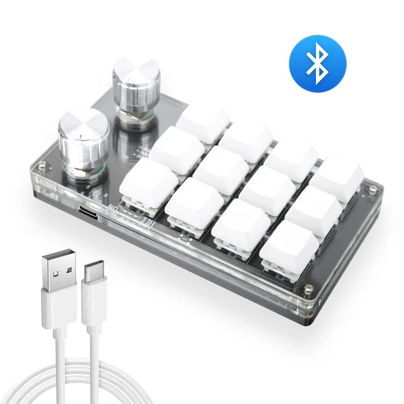 USB-Makro, benutzerdefinierte Mini-Tastatur, 12 Tasten, 2 Knöpfe, Programmierung, DIY, mechanische Tastatur, Gaming, Zeichenschalter, tragbare Hot-Swap-Tastatur
