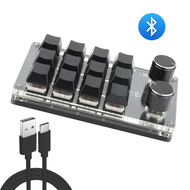 USB-Makro, benutzerdefinierte Mini-Tastatur, 12 Tasten, 2 Knöpfe, Programmierung, DIY, mechanische Tastatur, Gaming, Zeichenschalter, tragbare Hot-Swap-Tastatur
