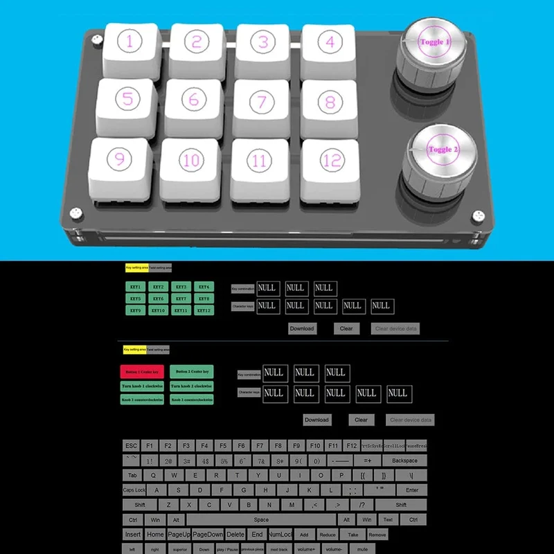USB-Makro, benutzerdefinierte Mini-Tastatur, 12 Tasten, 2 Knöpfe, Programmierung, DIY, mechanische Tastatur, Gaming, Zeichenschalter, tragbare Hot-Swap-Tastatur