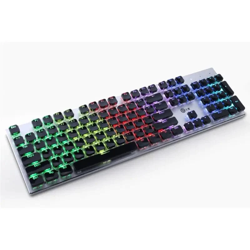 Durchscheinende Tastenkappen, 104 Tasten-Layout, niedriges Profil, weiße Tastenkappen, DIY, schwarze Hintergrundbeleuchtung, Kristallrand für mechanische Tastatur