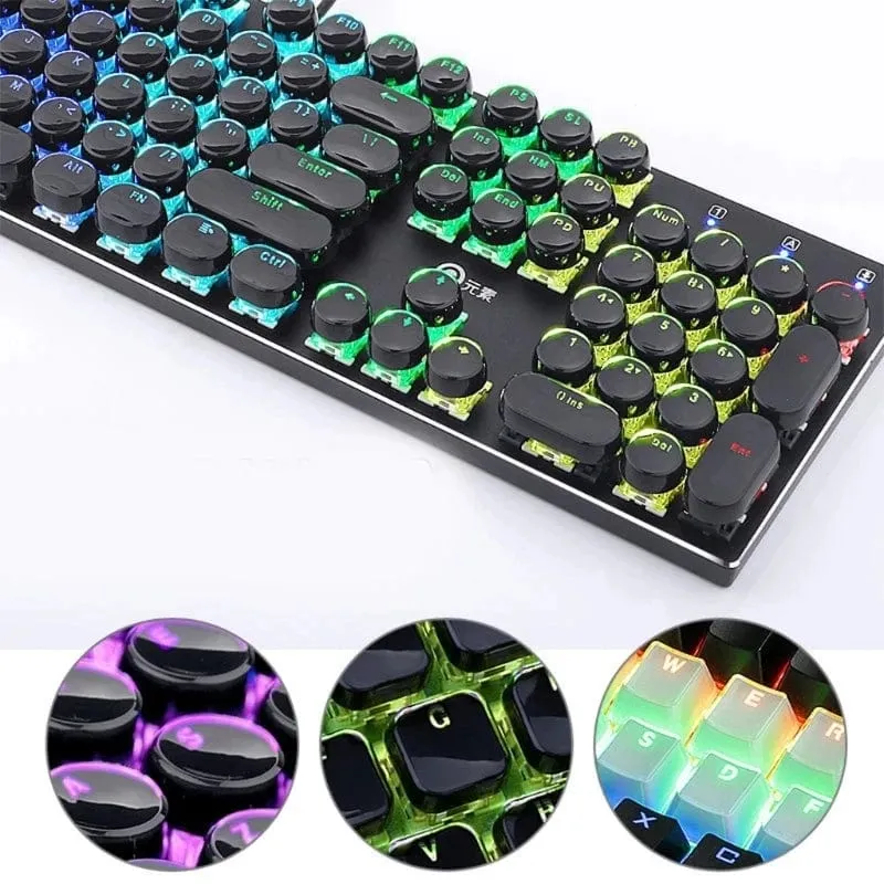 Durchscheinende Tastenkappen, 104 Tasten-Layout, niedriges Profil, weiße Tastenkappen, DIY, schwarze Hintergrundbeleuchtung, Kristallrand für mechanische Tastatur