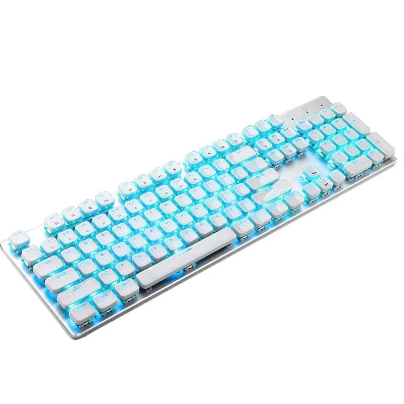 Durchscheinende Tastenkappen, 104 Tasten-Layout, niedriges Profil, weiße Tastenkappen, DIY, schwarze Hintergrundbeleuchtung, Kristallrand für mechanische Tastatur