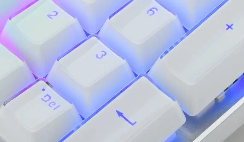 Durchscheinende Tastenkappen, 104 Tasten-Layout, niedriges Profil, weiße Tastenkappen, DIY, schwarze Hintergrundbeleuchtung, Kristallrand für mechanische Tastatur