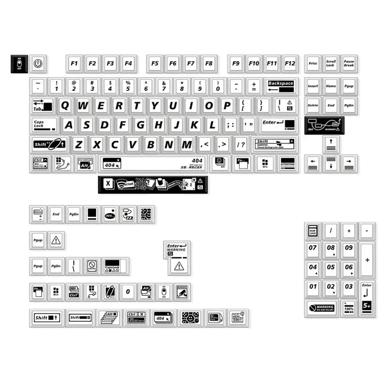 139 Tasten Einfaches 404-Themen-Tastenkappen-Set Kirschhöhe PBT Thermische Sublimation DIY für 61 87 98 104 108 Tasten Mechanische Tastatur