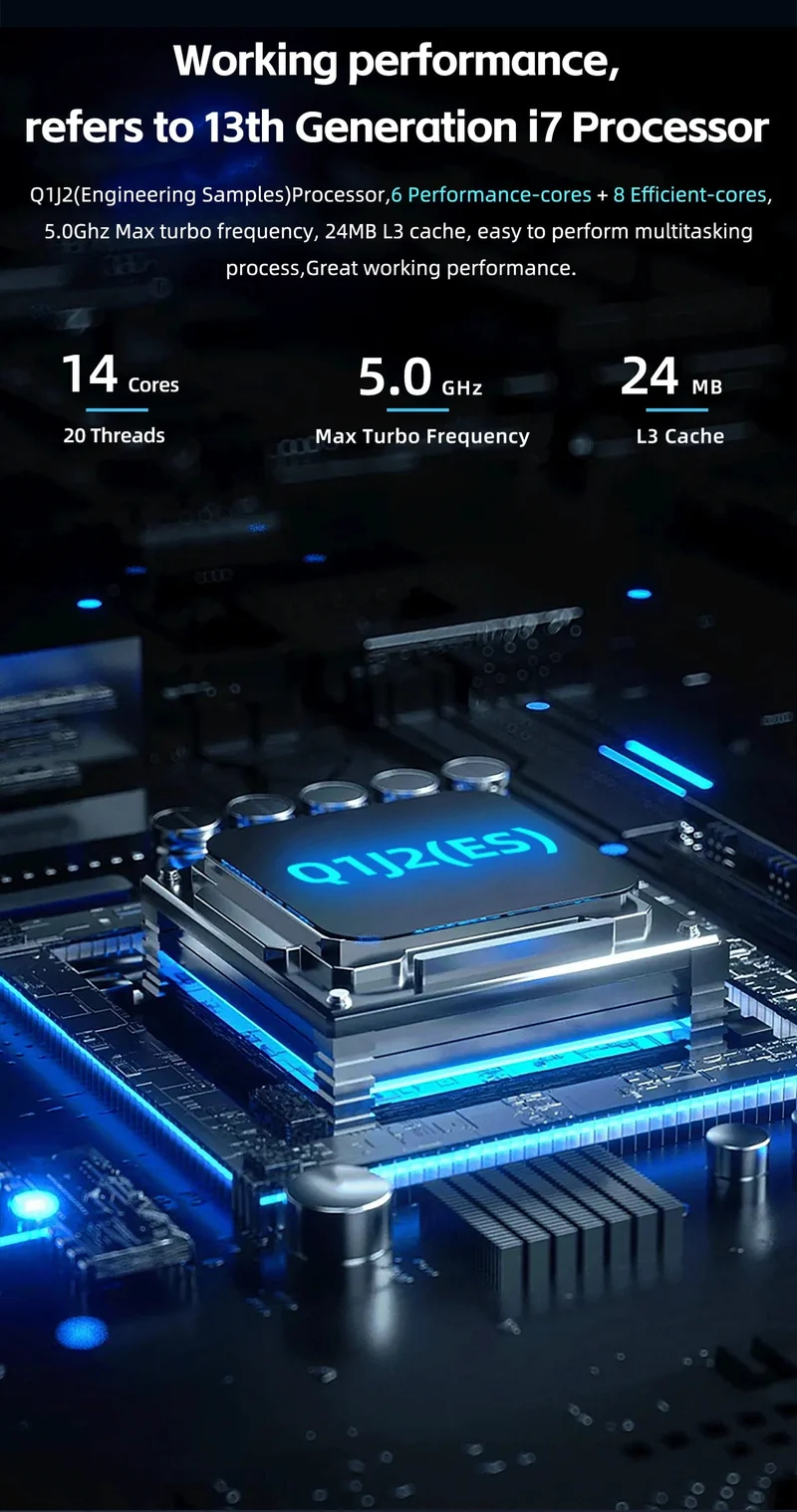 ATX DIY Desktop-Motherboard mit Onboard 13. Kit Interposer Core CPU Q1J2 (i7 ES 0000) 14C20T Iris Xe Grafik DDR5 RAM