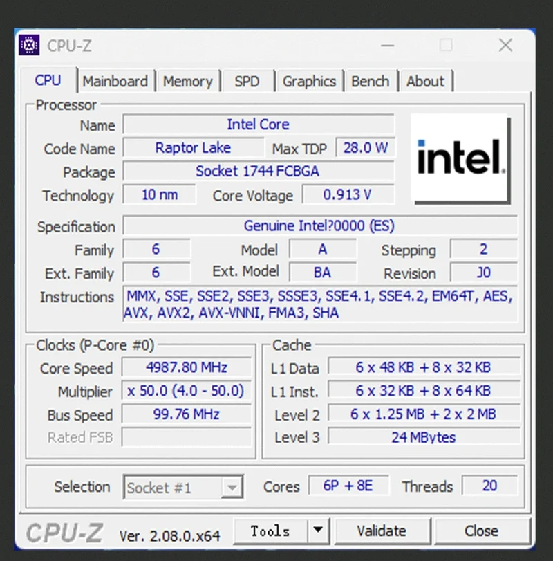 ATX DIY Desktop-Motherboard mit Onboard 13. Kit Interposer Core CPU Q1J2 (i7 ES 0000) 14C20T Iris Xe Grafik DDR5 RAM