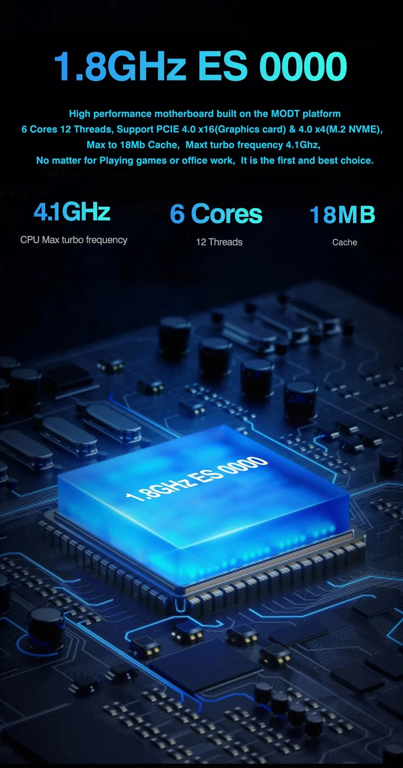 ERYING DIY-Desktop-Motherboard mit integrierter 11. Core-CPU 0000 ES 1.8 GHz-4.5 GHz 6C12T 18 MB Cache (siehe i7 11600H) Gaming-PC