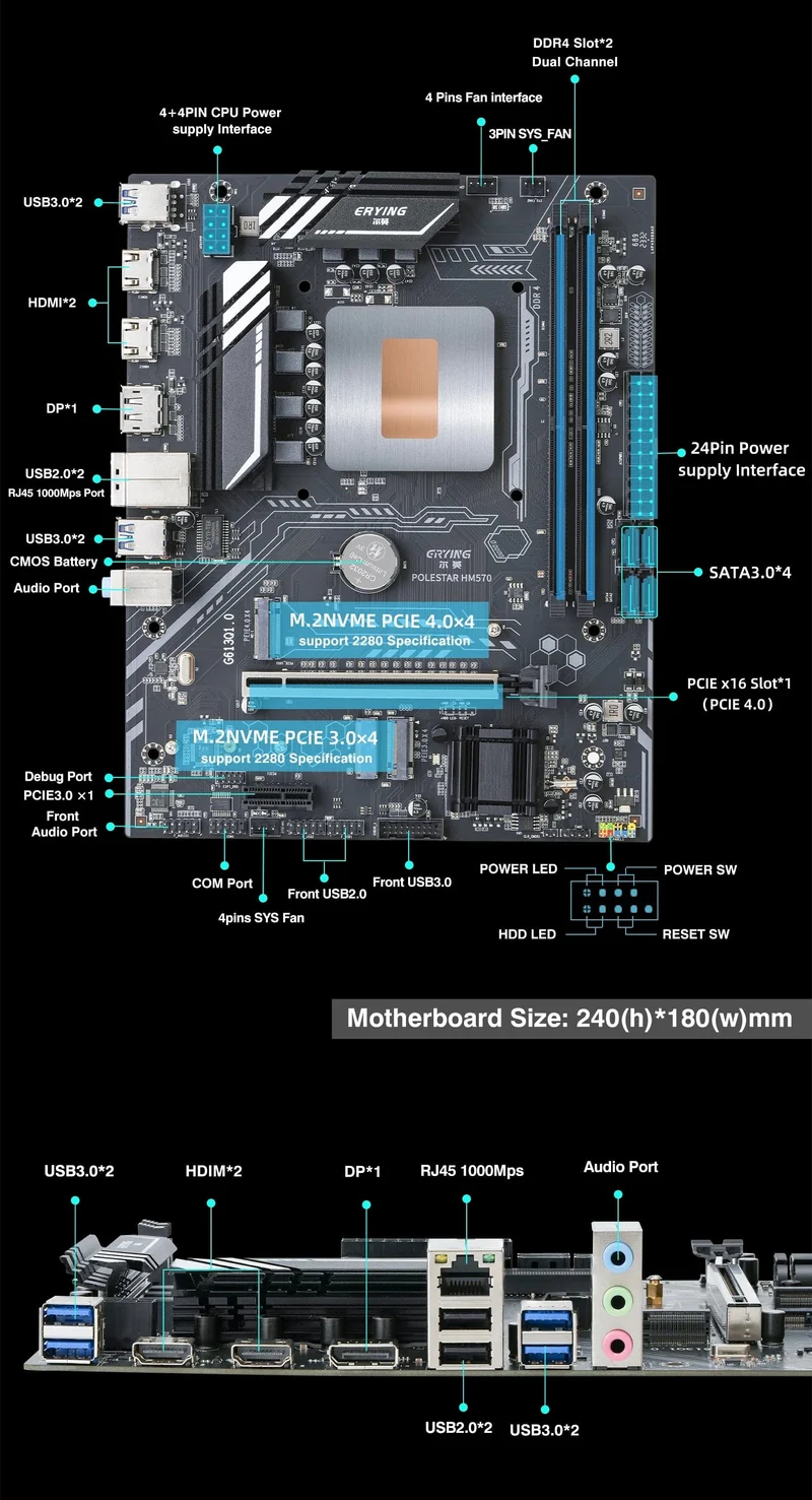ERYING DIY-Desktop-Motherboard mit integrierter 11. Core-CPU 0000 ES 1.8 GHz-4.5 GHz 6C12T 18 MB Cache (siehe i7 11600H) Gaming-PC