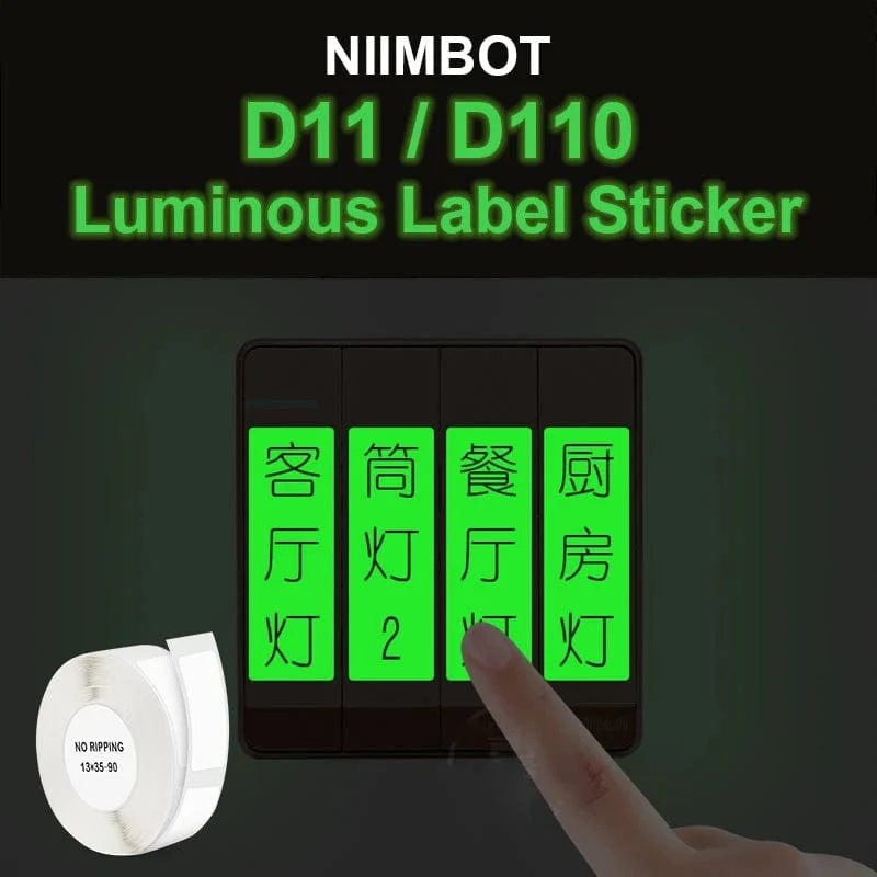 Niimbot D11 Etikettenpapier, leuchtender Etikettenaufkleber, 13 x 35 mm, für Niimbot D110 D11 Etikettiermaschine, selbstklebendes Papier zum Bedrucken von Bändern