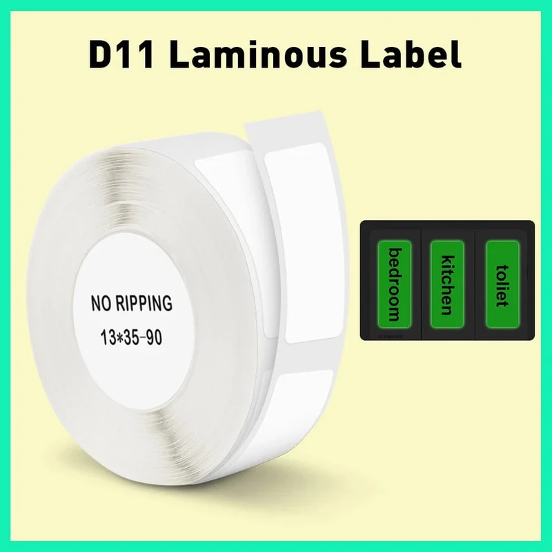 Niimbot D11 Etikettenpapier, leuchtender Etikettenaufkleber, 13 x 35 mm, für Niimbot D110 D11 Etikettiermaschine, selbstklebendes Papier zum Bedrucken von Bändern