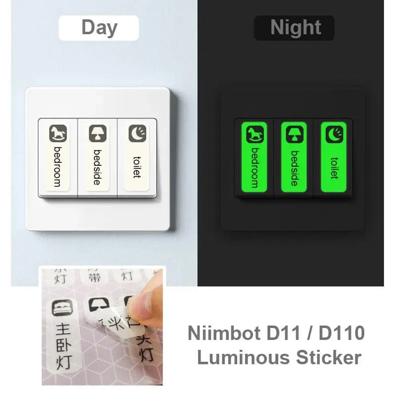 Niimbot D11 Etikettenpapier, leuchtender Etikettenaufkleber, 13 x 35 mm, für Niimbot D110 D11 Etikettiermaschine, selbstklebendes Papier zum Bedrucken von Bändern