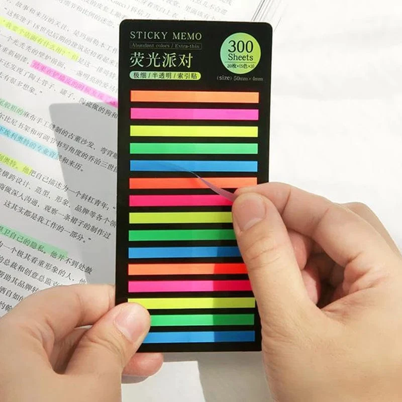 300 Blatt Regenbogen-Farbindex-Notizblock Gepostet Haftnotizen Papieraufkleber Notizblock Lesezeichen Schulbedarf Kawaii Briefpapier