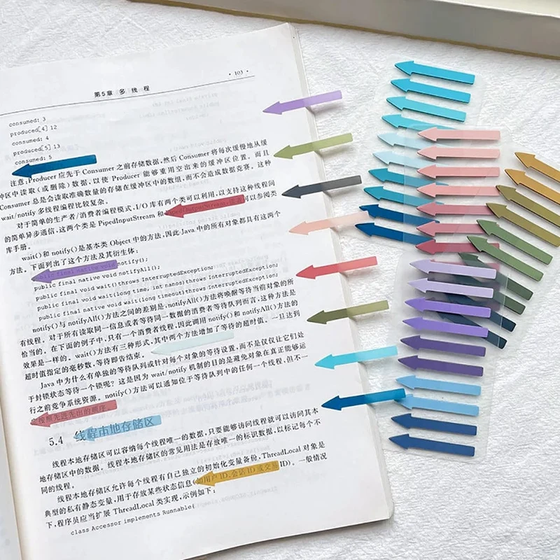200 Blatt transparente fluoreszierende Index-Tabs aus PET mit Pfeilflaggen, Haftnotizen für Seitenmarker, Planeraufkleber, Büro, Schule