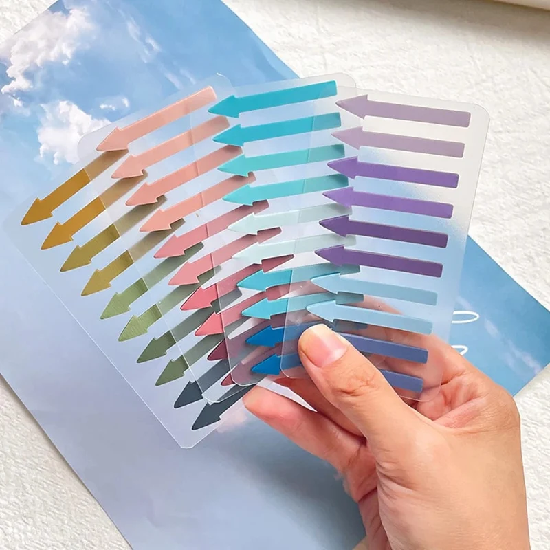 200 Blatt transparente fluoreszierende Index-Tabs aus PET mit Pfeilflaggen, Haftnotizen für Seitenmarker, Planeraufkleber, Büro, Schule