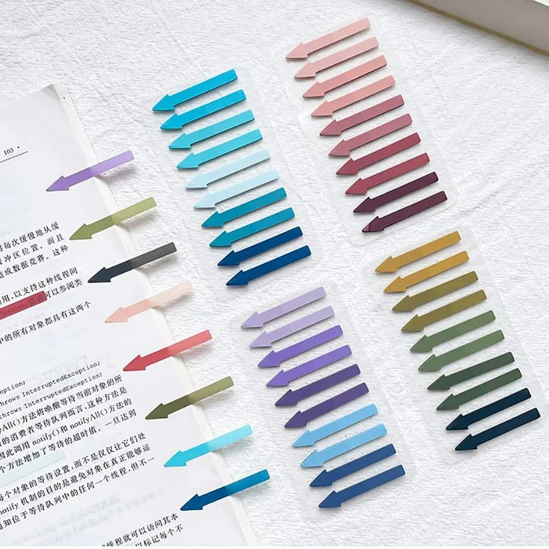 200 Blatt transparente fluoreszierende Index-Tabs aus PET mit Pfeilflaggen, Haftnotizen für Seitenmarker, Planeraufkleber, Büro, Schule