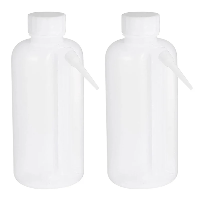2 Stück Seitenrohr-Waschflasche für Labor zum Waschen von Gläsern, Quetschflaschen, breite Öffnung