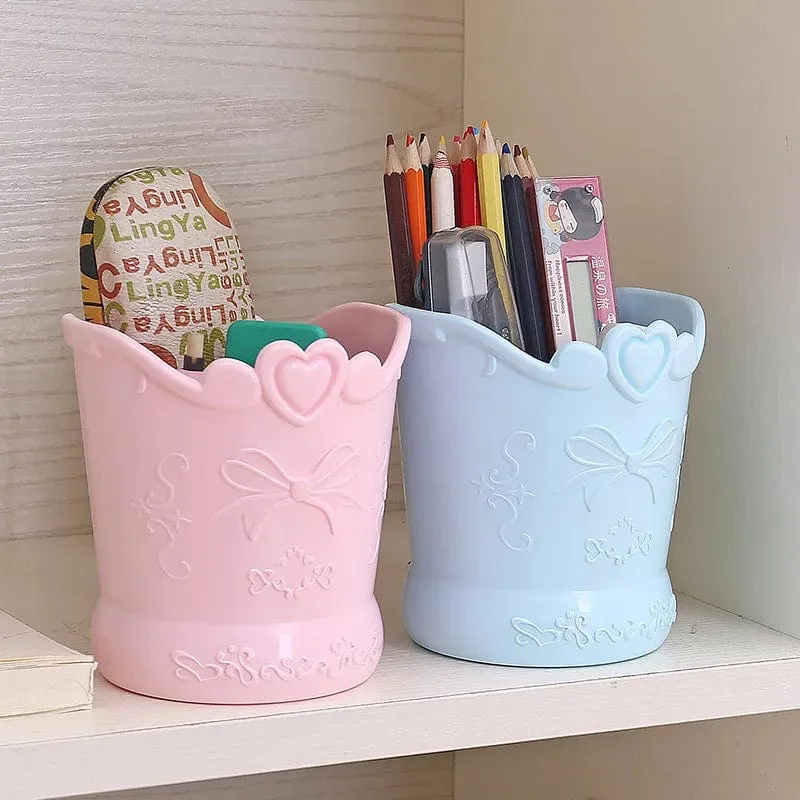 Niedlicher Stifthalter mit Schleife, Bonbonfarbe, Kawaii-Pink, Bleistift-Organizer, Box, Ständer, Behälter, Büro, Schulbedarf, Küchengläser