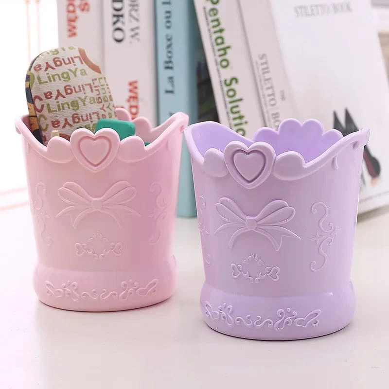Niedlicher Stifthalter mit Schleife, Bonbonfarbe, Kawaii-Pink, Bleistift-Organizer, Box, Ständer, Behälter, Büro, Schulbedarf, Küchengläser