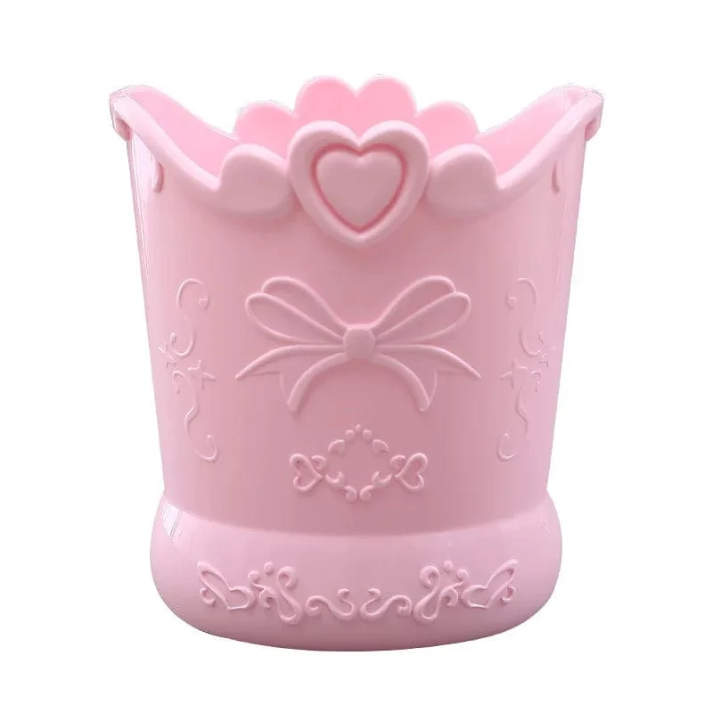 Niedlicher Stifthalter mit Schleife, Bonbonfarbe, Kawaii-Pink, Bleistift-Organizer, Box, Ständer, Behälter, Büro, Schulbedarf, Küchengläser