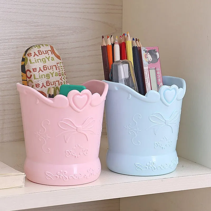 Niedlicher Stifthalter mit Schleife, Bonbonfarbe, Kawaii-Pink, Bleistift-Organizer, Box, Ständer, Behälter, Büro, Schulbedarf, Küchengläser