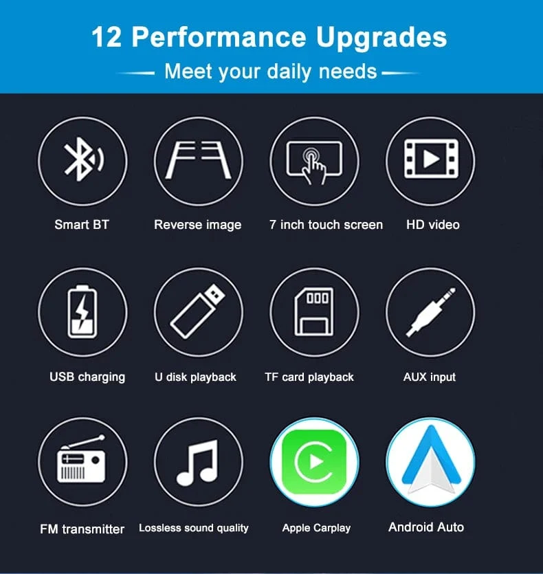 Universal 7 Zoll Autoradio Multimedia Video Player Drahtlose Carplay Android Auto Touchscreen Bluetooth Auto Intelligente Systeme
