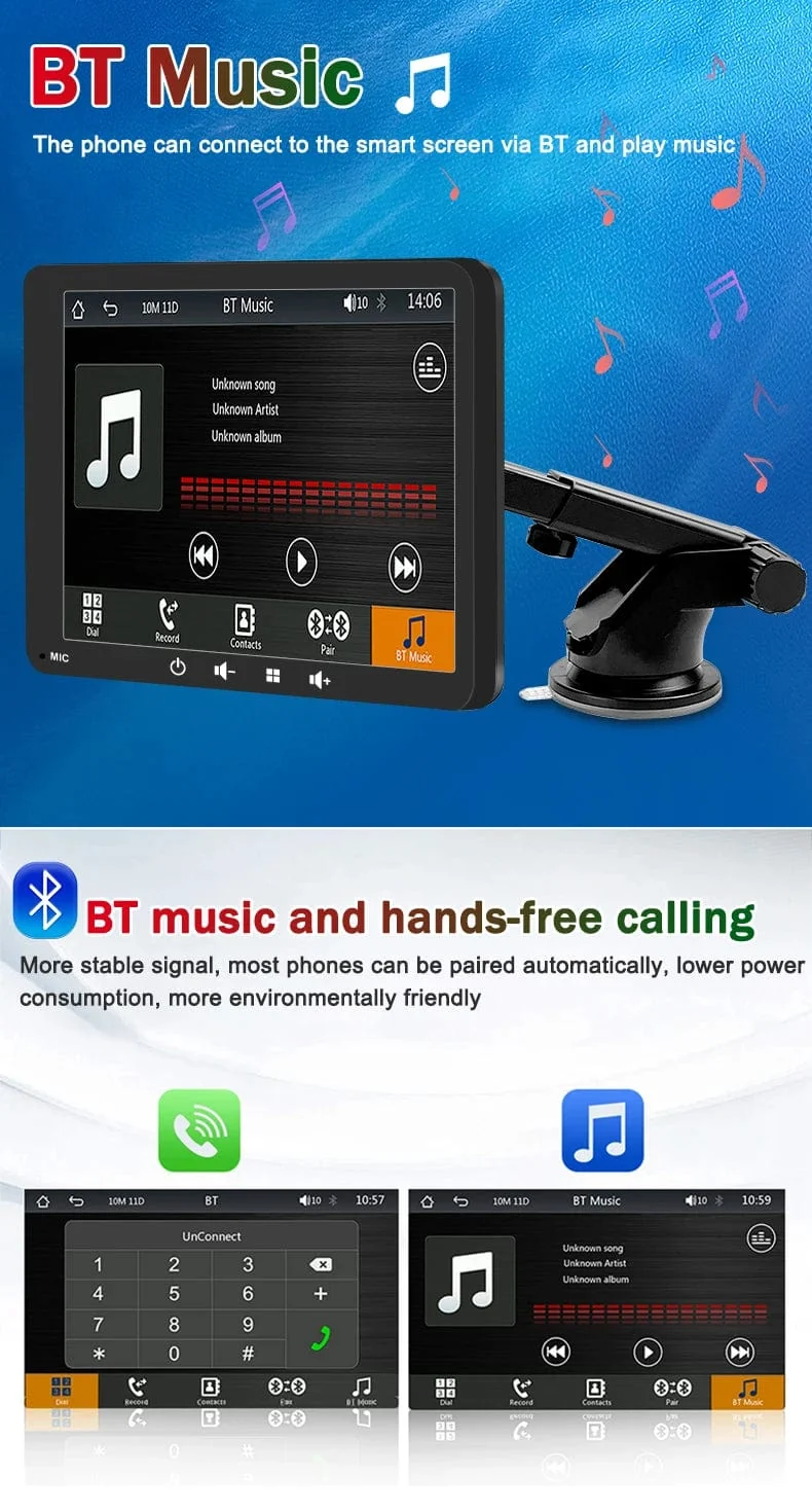 Universal 7 Zoll Autoradio Multimedia Video Player Drahtlose Carplay Android Auto Touchscreen Bluetooth Auto Intelligente Systeme