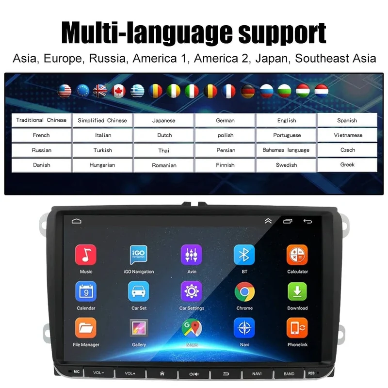 9" Autoradio Android 12 für VW Passat 6 7 CC Polo GOLF 5 6 Touran T5 WiFi GPS Navigation BT WiFi Split Screen Head Unit FM Radio