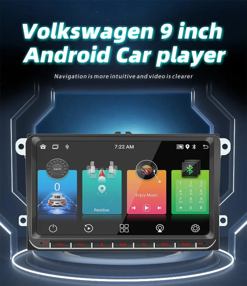 9" Autoradio Android 12 für VW Passat 6 7 CC Polo GOLF 5 6 Touran T5 WiFi GPS Navigation BT WiFi Split Screen Head Unit FM Radio