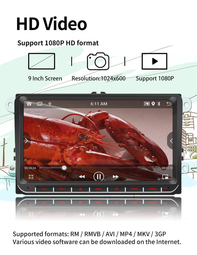 9" Autoradio Android 12 für VW Passat 6 7 CC Polo GOLF 5 6 Touran T5 WiFi GPS Navigation BT WiFi Split Screen Head Unit FM Radio