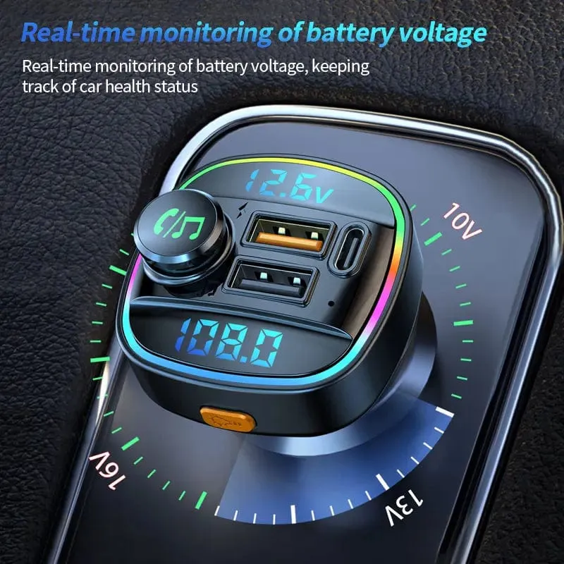 Bluetooth 5.0 FM-Transmitter Freisprecheinrichtung Autoradio-Modulator MP3-Player mit 22.5 W USB-Super-Quick-Charge-Adapter fürs Auto