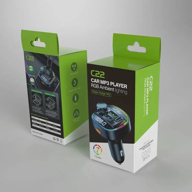 Bluetooth 5.0 FM-Transmitter Freisprecheinrichtung Autoradio-Modulator MP3-Player mit 22.5 W USB-Super-Quick-Charge-Adapter fürs Auto