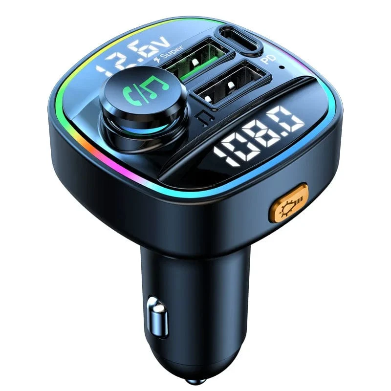 Bluetooth 5.0 FM-Transmitter Freisprecheinrichtung Autoradio-Modulator MP3-Player mit 22.5 W USB-Super-Quick-Charge-Adapter fürs Auto