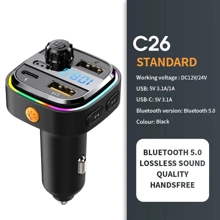 Bluetooth 5.0 FM-Transmitter Freisprecheinrichtung Autoradio-Modulator MP3-Player mit 22.5 W USB-Super-Quick-Charge-Adapter fürs Auto