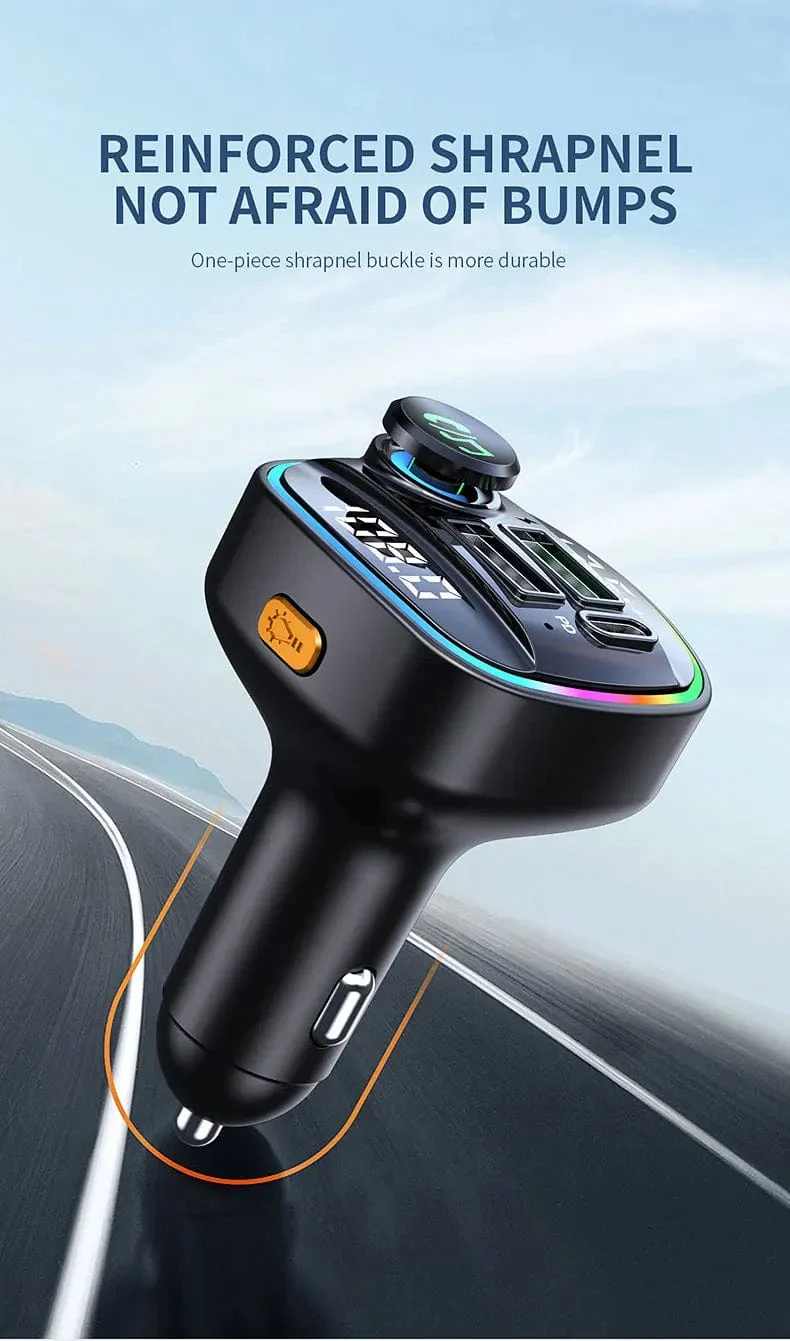 Bluetooth 5.0 FM-Transmitter Freisprecheinrichtung Autoradio-Modulator MP3-Player mit 22.5 W USB-Super-Quick-Charge-Adapter fürs Auto