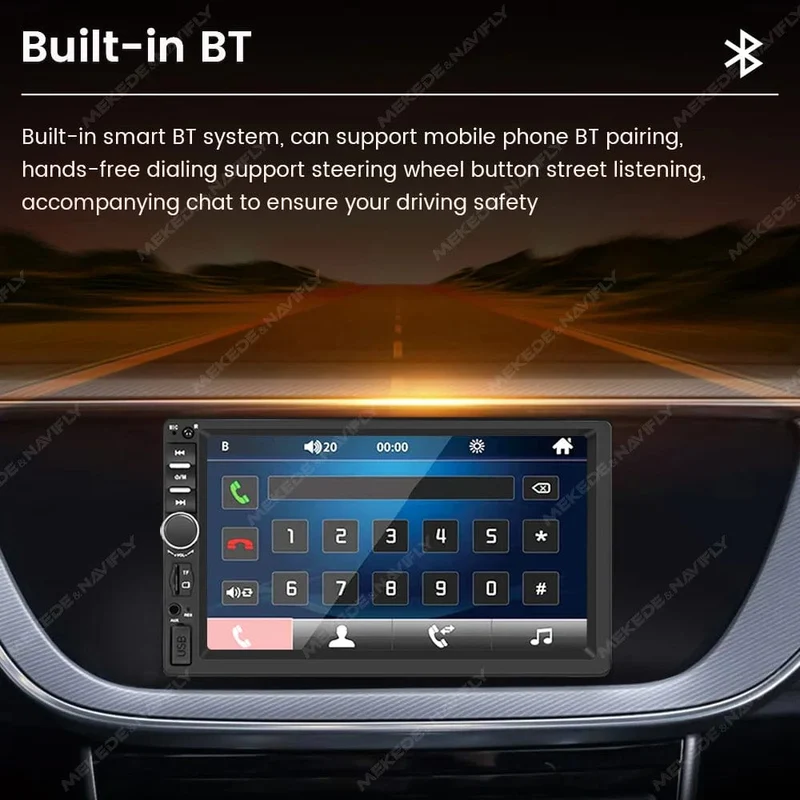 7-Zoll-HD-Touchscreen, Universal-Autoradio, MP5, Multimedia-Video-Player, unterstützt BT, SWC, TF-Kamera, FM-Radio, MirrorLink, Carplay