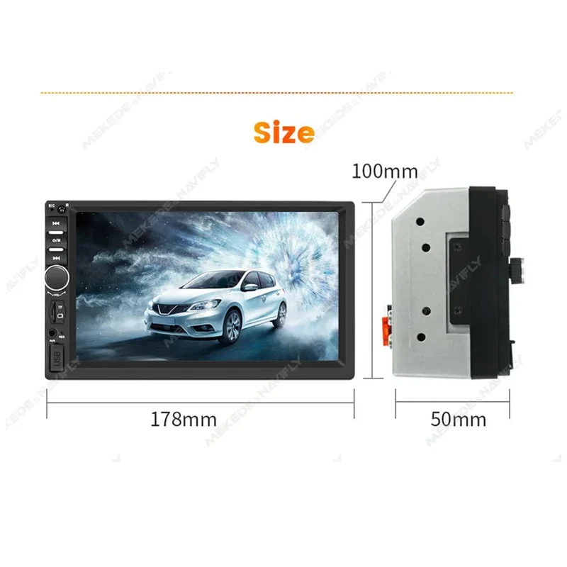7-Zoll-HD-Touchscreen, Universal-Autoradio, MP5, Multimedia-Video-Player, unterstützt BT, SWC, TF-Kamera, FM-Radio, MirrorLink, Carplay