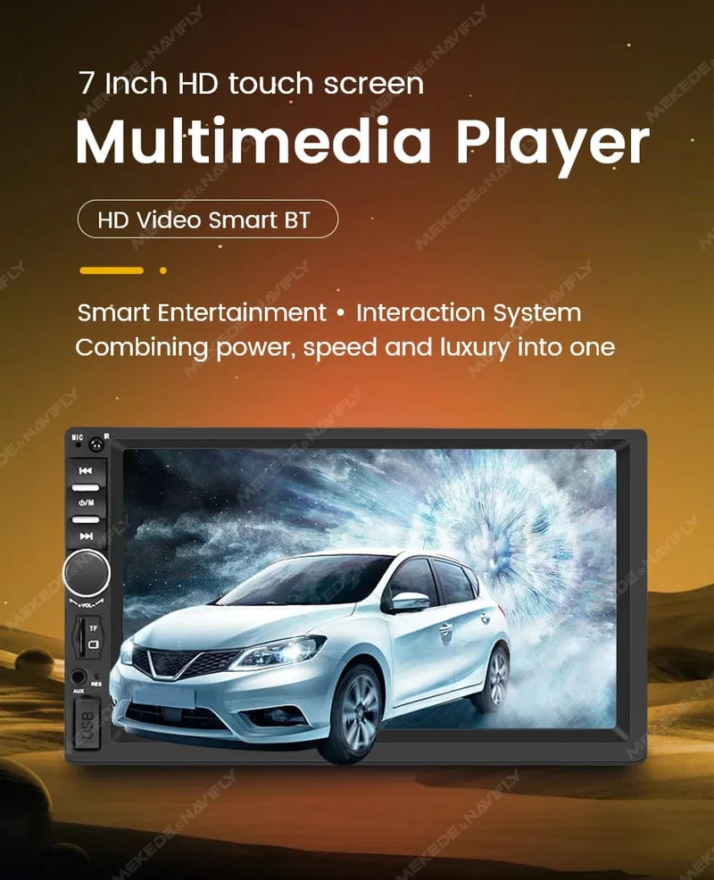 7-Zoll-HD-Touchscreen, Universal-Autoradio, MP5, Multimedia-Video-Player, unterstützt BT, SWC, TF-Kamera, FM-Radio, MirrorLink, Carplay