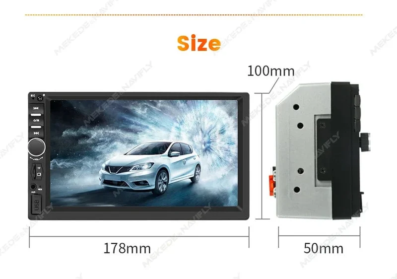 7-Zoll-HD-Touchscreen, Universal-Autoradio, MP5, Multimedia-Video-Player, unterstützt BT, SWC, TF-Kamera, FM-Radio, MirrorLink, Carplay