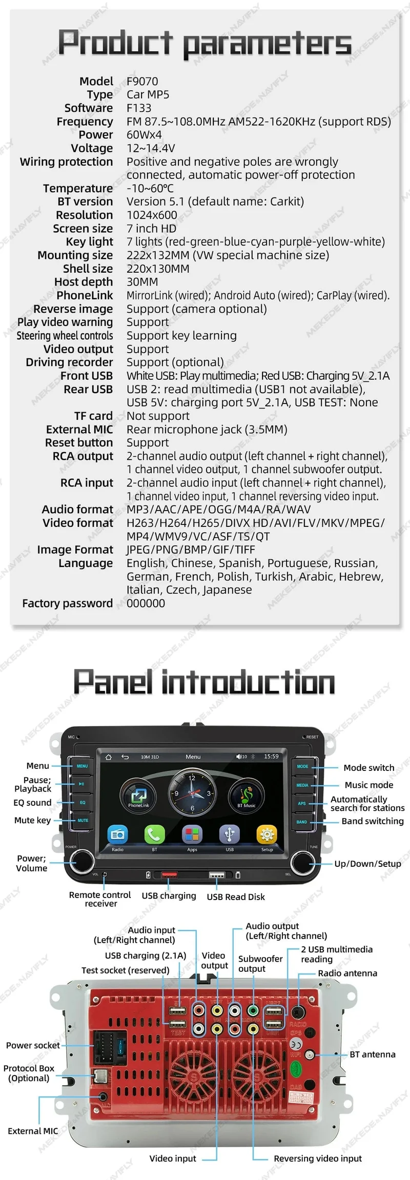 7 "2 Din Autoradio GPS Android Auto Carplay Für VW Volkswagen Skoda Octavia Golf 5 6 Touran Passat B6 Polo Jetta HD Touchscreen