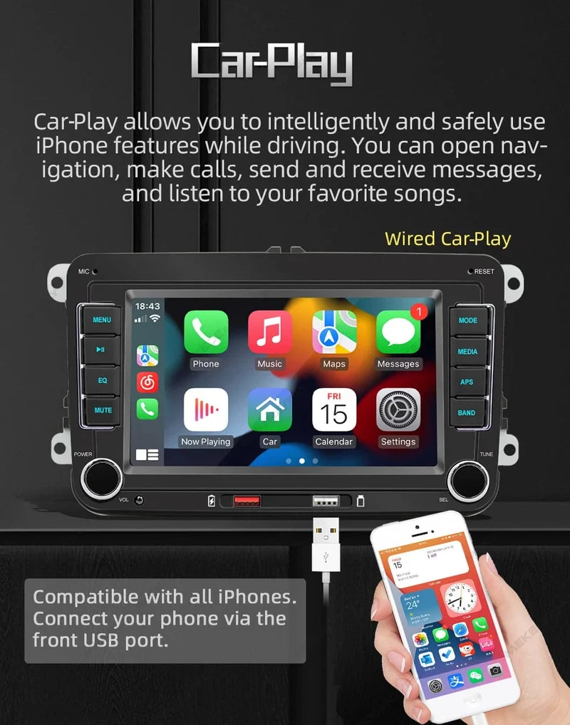 7 "2 Din Autoradio GPS Android Auto Carplay Für VW Volkswagen Skoda Octavia Golf 5 6 Touran Passat B6 Polo Jetta HD Touchscreen