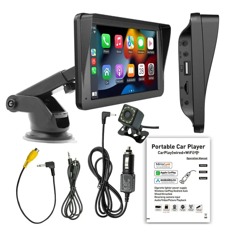 BQCC 7-Zoll-Autoradio-Multimedia-Video-Player, kabelloses Carplay und kabelloser Android Auto-Touchscreen, Sonnenblende 5300