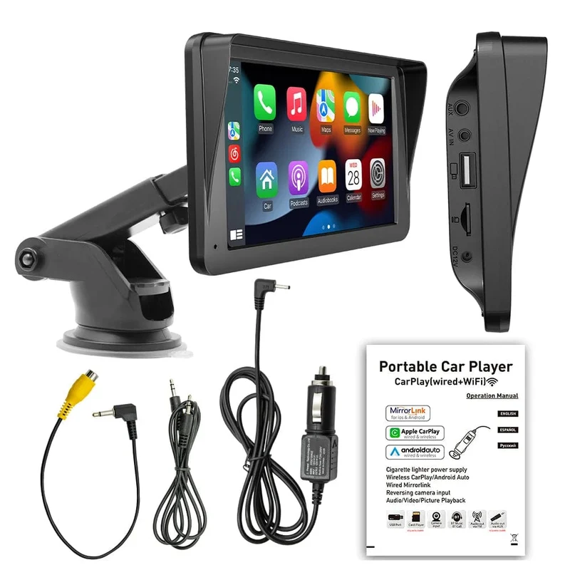 BQCC 7-Zoll-Autoradio-Multimedia-Video-Player, kabelloses Carplay und kabelloser Android Auto-Touchscreen, Sonnenblende 5300